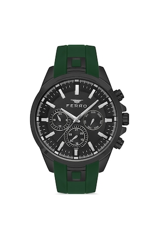 Ferro Fm11379dwt-zf2 Quartz Silikon Yeşil Siyah Kadran 46 Mm Erkek Kol Saati