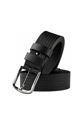 Deepsea Erkek Siyah Kare Desenli Hakiki Deri 4 Cm Kemer Spor Günlük Model Kemer 2402620 Siyah