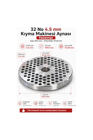 32 No 3.5 Mm Kıyma Makinesi Aynası Paslanmaz