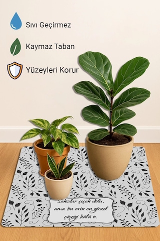 Valerine Life Çiçek Saksı Matı Salon Balkon Bitkileri Zemin Koruyucu Kaymaz Saksı Altlığı 60x60cm 27