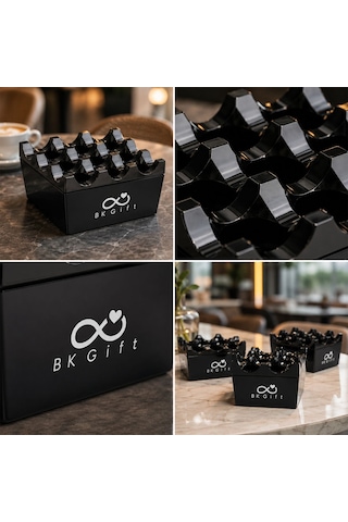 Logonuza Özel 10 Adet Izgaralı Döküm Siyah Küllük Kapaklı Metal Kül Tablası
