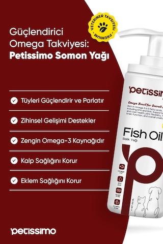 Petissimo Care Kedi Ve Köpekler İçin Balık Yağı - Omega 3-6 İçerikli Tüy Ve Genel Sağlık  - 200 Ml