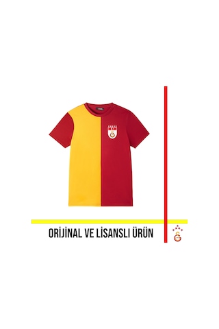 Gsstore Galatasaray Lisanslı 5 Yıldızlı Parçalı Bayrak Logolu T-shirt Sarı - Kırmızı