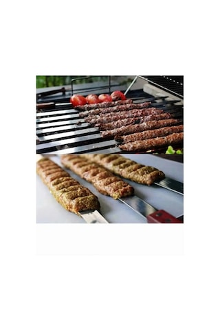 Bev Kitchen 6 Adet Profesyonel Metal Kıyma Şiş Adana-urfa-antep Kebap Şişi Gri