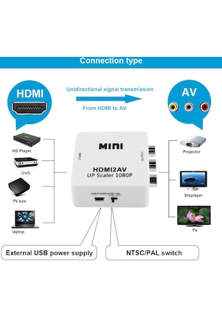 Hdmi To Av Rca Tos Çevirici Dönüştürücü Adaptör