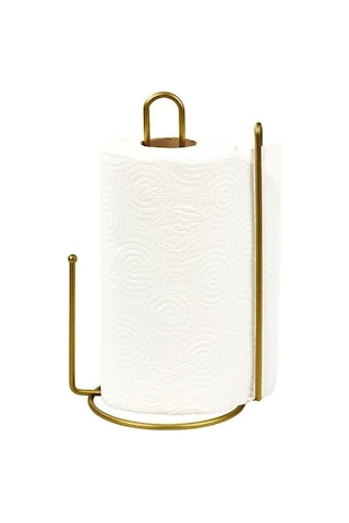 Edora Home 2'li Gold Mutfak Organizer Seti, Ayraçlı Kağıt Havluluk Ve 6 Kancalı Bardaklık - Metal Paslanmaz