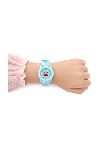 Kız Çocuk Kol Saati Turkuaz Cupcake Desenli Analog St-304425