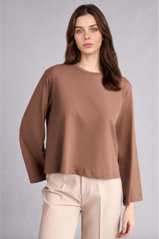 Defacto %100 Pamuk Relax Fıt Penye Uzun Kollu Kahverengi Tunik H7196ax26smbn254 Kahve-bn254