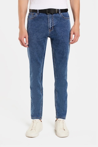 Tudors Erkek Slim Fit Yıkamalı Taşlamalı Esnek Kot Düz Paça Tapered Açık Mavi Pantolon-34828 Açık Mavi