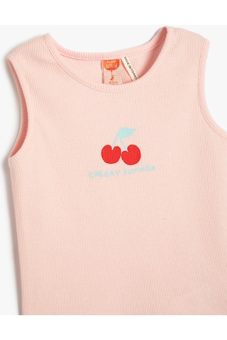 Koton Atlet Kolsuz Bisiklet Yaka Fitilli Baskılı Pamuklu Pembe 3smg30022ak 3SMG30022AK274 Pembe