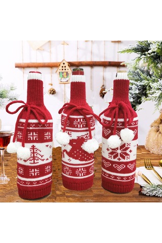 Ruicoo Noel Dekorasyonu Açık Renkli Akrilik Triko Şarap Flasörü - Ev & Restoran Partileri İçin Dayanıklı Dekoratif Kılıf