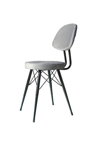 Kav Mutfak Sandalyesi, Yemek, Bahçe, Kafe, Modern Sandalye - Gri Kumaş