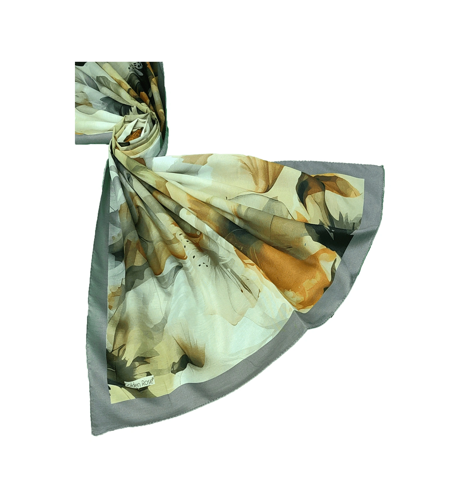 Ecenur Çiçek Desenli Soft Pamuk Şal 75x190 Cm Dört Mevsim Kullanıma Uygun Gri