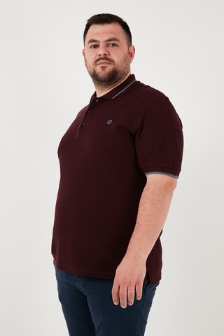 Buratti Büyük Beden Pamuklu Regular Fit Erkek Polo Yaka T Shirt 5902118B Vişne