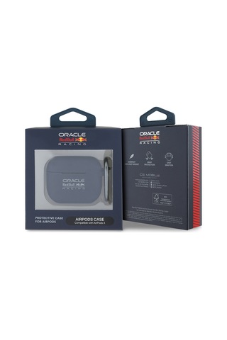 Airpods Uyumlu 3. Nesil Kılıf Redbull Lisanslı Baskı Logolu Askı Aparatlı Silikon Kapak Lacivert