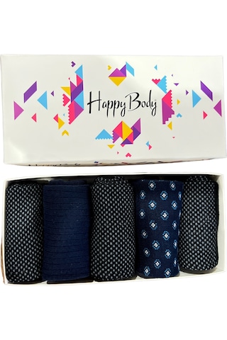 Happy Body (Art...: 13371-1) Erkek Penye Pamuklu 5 Çift Kutulu Lacivert - Siyah
