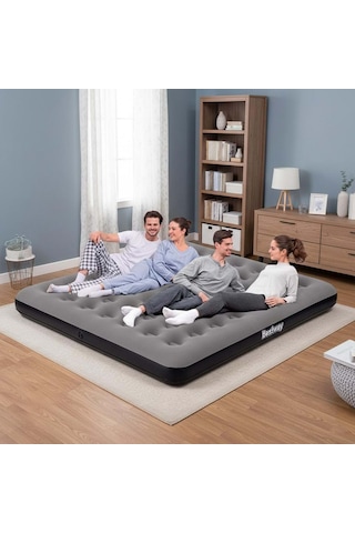 Bestway Ultra King 3 Kişilik Şişme Yatak 203x183x22cm 671hc Gri