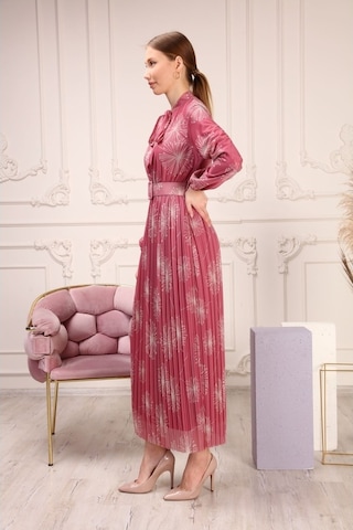 Aymeravm - Kravat Yaka Kemerli Kadın Elbise - She2225Ga