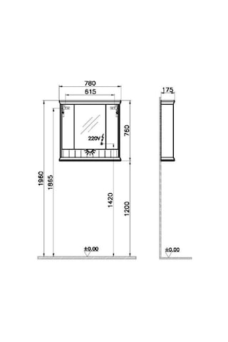 VitrA Valarte 80 Cm Fildişi Banyo Dolabı Aynalı Üst Modül 62233 Gri
