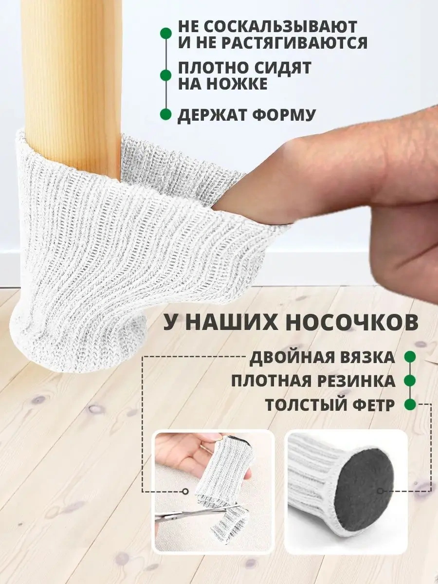 Hangwoods Mobilya İçin Koruyucu Kaydırmaz Çoraplardan Yapım 103810542 Beyaz