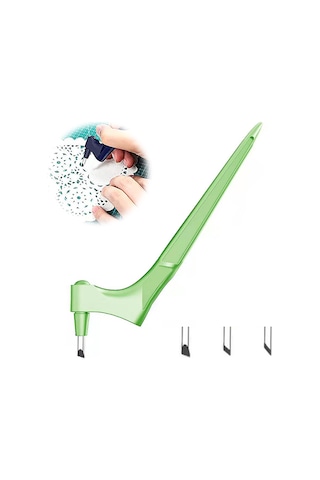 Teltree 360 Derece Dönen El Tipi Kesim Oymak Bıçağı Seti - Çelik Uç, 15 /30 /45 Bıçak Uçları Ve Oymak Tahtası İçeren Sağlam Karton Kesici Yeşil