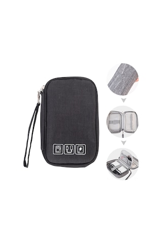 Ruicoo Çok Fonksiyonlu Şık Taşınabilir Şarj Cihazı Ve Aksesuar Çantası - Siyah