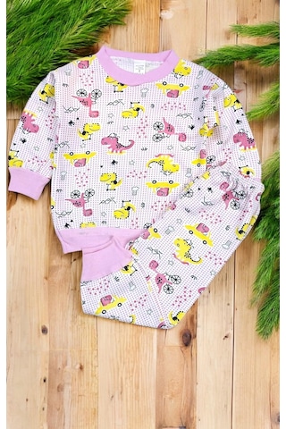 Dino Kız Çocuk Pijama Takım Pembe
