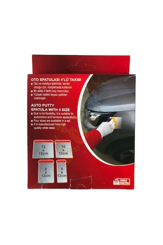 İzmir Fırça Oto Spatula Takımı - 5-8-10-12 X 12 Cm. - 4 Parça Set