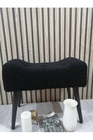 Puf Ahşap Ayak, Çima Dikiş Pelüş Teddy Kumaş