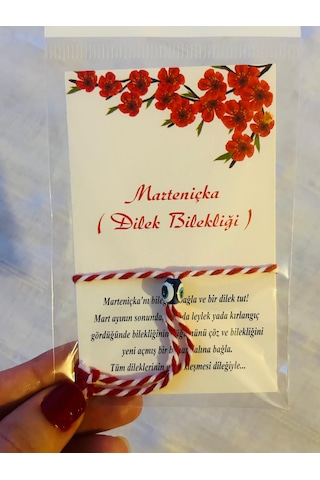 Marteniçka Dilek Bilekliği Kartlı Ve Ambalajında 25 Adet Olarak Beyaz - Kırmızı