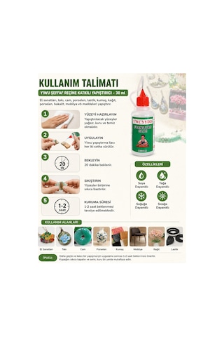 Yıwu El Sanatları, Porselen, Cam, Takı Ve Daha Fazlası İçin Şeffaf Reçine Katkılı Yapıştırıcı 30 Ml