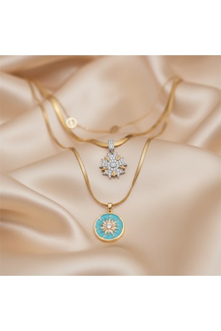 Celestia Layered Kolye Seti Çok Renkli