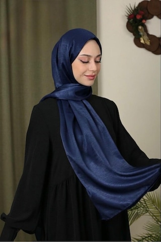 Flora Tekstil Abiye Parlak Bambu İpek Şal Lacivert