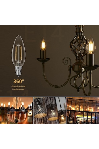 Novahub 2700k Sıcak Beyaz, Vintage Filament, 20w Eşdeğer, Uzun Ömür Led, E14 Ampul Şeffaf