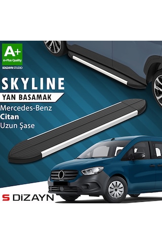 S-dizayn Mercedes Citan Uzun Şase Skyline Aluminyum Yan Basamak 223 Cm 2012-2021 A+ Kalite