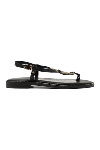 19 Black Sandalet Kadın 22082 Myconian 2025 Greek Sandal Siyah