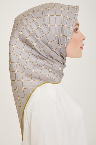 Belli Twill İpek Eşarp - 4006-50 Gri Sarı - Gri Sarı