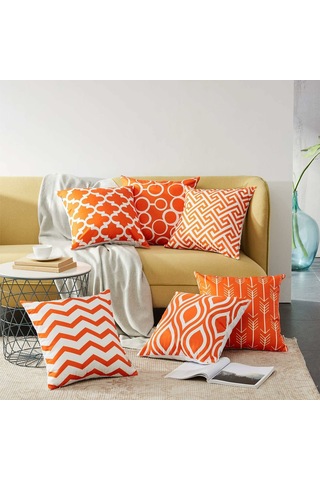 Teltree "6 Adet 45x45 Cm Yumuşak Pamuklu Keten Koltuk Yastık Kılıfı - Modern Desenli" Diğer