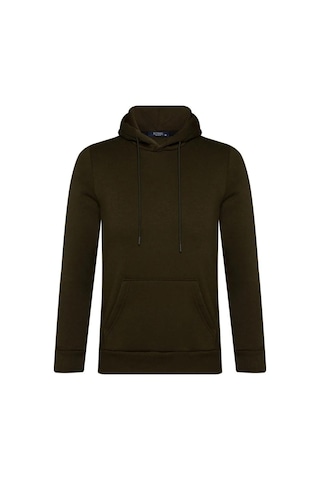 Süvari Kapüşonlu Yaka Regular Kalıp Düz Koyu Yeşil Sweatshirt Koyu Yeşil