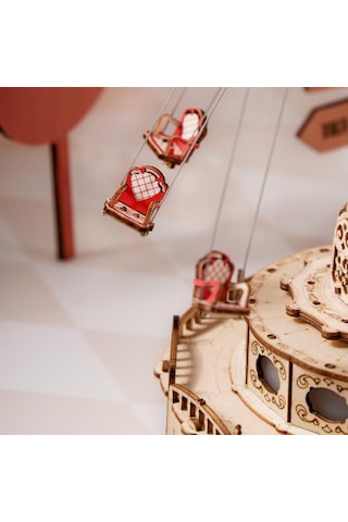 Rokr Ea02 Dönme Dolap Müzik Kutusu Swing Ride Music Box Dıy 3d Wooden Puzzle Maket Model Seti 3d Model Kit Detaylı Dekoratif Hobi Seti Ahşap Maket Hareketli Ve Işıklı