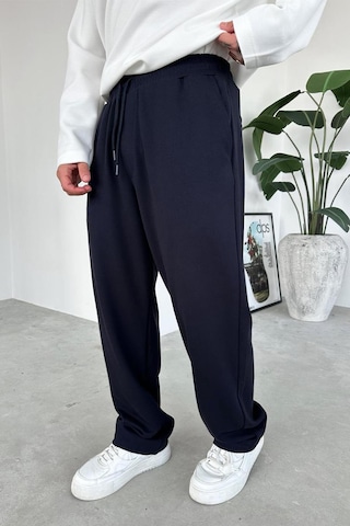 Lacivert Beli Lastikli Gabardin Baggy Pantolon Lacivert