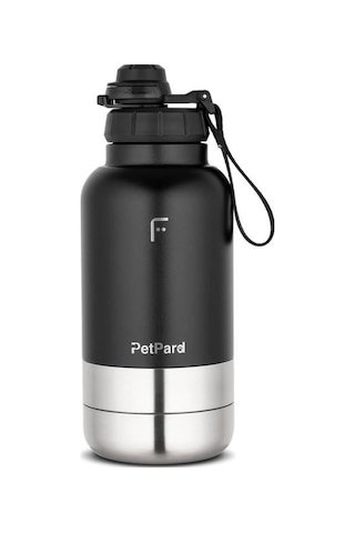 Fakir Petpard 3 İn 1 Kedi & Köpek Mama Kapları Ve Paslanmaz Çelik Termos, 1 Litre, Siyah