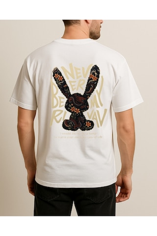 Hugo Boss Never Baskılı T-shirt Beyaz