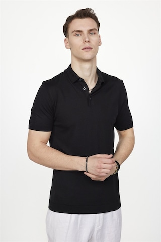 Tudors Erkek Slim Fit Dar Kesim Pamuklu Örme Triko Siyah Polo Yaka Tişört-27267-Siyah
