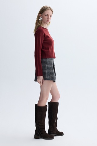 Mudo Kadın Kadın Bordo Loose Fit Bisiklet Yaka Kazak 1263228