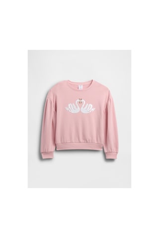 Gap Kız Çocuk Relaxed Flippy-sequin Grafikli Sweatshirt Pembe