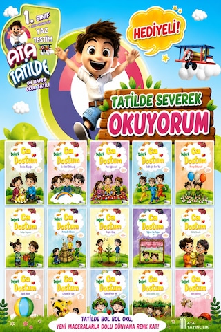 1. Sınıf Tatilde Severek Okuyorum 15 Kitap Yaz Testim Hediyeli
