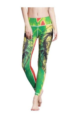 Paıyıge Yoga Pantolon Kadın Baskılı Aslan Hk49 Koyu Yeşil