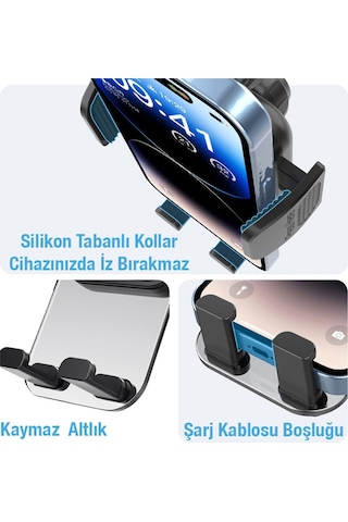 Araç İçi Telefon Tutucu Araba Havalandırma Tip Mekanik Kurmalı