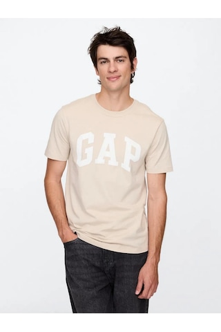 Gap 856659023 V-everyday Soft Basic Logo T Erkek Tişört Bej